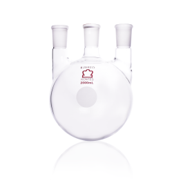 Kimble 606000-1924 KONTES Three Vertical Neck Round Bottom Flask, 2000 mL, 29/42 mm Center, 24/40 mm