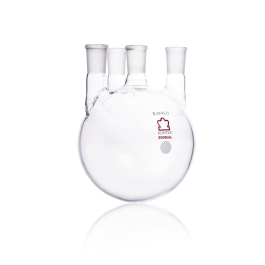 Kimble 607000-1724 KONTES Four Vertical Neck Round Bottom Flask, 45/50, 24/40, 3000 mL