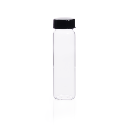 Kimble 60811B-4 Clear Sample Vial, 16 mL with Attached Black Phenolic Caps and PTFE-faced White Rubber Liners, Case