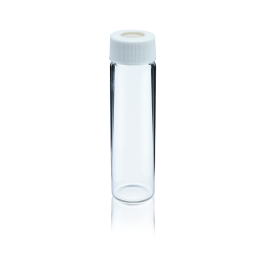 Kimble 60811S-10 Clear Sample Vial, 40 mL With White Polypropylene Caps and PTFE-faced Silicone Septa, Case of 72