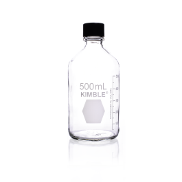 Kimble 61110P-500 Storage / Media Bottles, Clear, Graduated, PTFE/PP Cap, 500 mL, Case of 24
