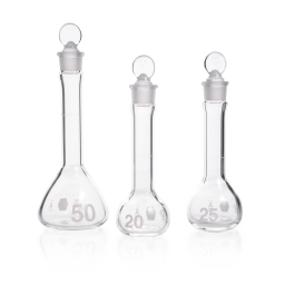 Kimble 92820G-50 KIMAX Serialized and Certified Volumetric Flask, Class A, Heavy Duty, Wide-Mouth, with Pennyhead Glass