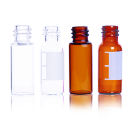 MicroLiter 08-2200 µL 12 x 32 mm Autosampler Vials With 8-245 Screw Thread Finish, Amber, With Patch, Non-Silanized