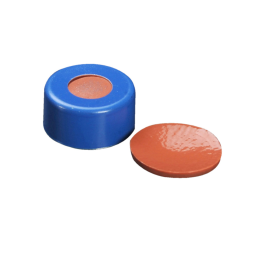 Wheaton 11-0020B µL 11 mm Crimp Seals With Septa, PTFE/Red Rubber, Blue, Pack of 100