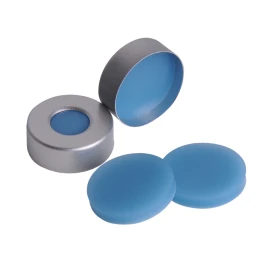 MicroLiter 20-0050AS µL 20 mm Crimp Seal With Septa, Aluminum Crimp Seals, Natural PTFE / Blue Silicone, Pack of 100