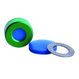 MicroLiter 20-0050AT µL 20 mm Crimp Seal With Septa, AlumiTin Large Opening, Natural PTFE / Blue Silicone, 0.125”, Pack 