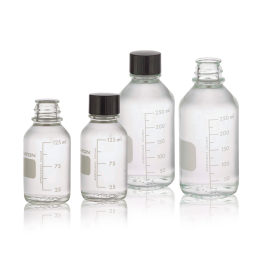 Wheaton 219755 Media / Lab Bottle, Rubber Lined Phenolic Cap, Clear, Graduated, 125 mL, Case of 48
