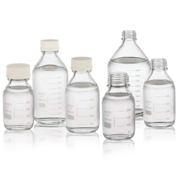 Wheaton 219919 LAB 45 Graduated Media Bottle, Clear, 500 mL, Without Cap, Case of 12