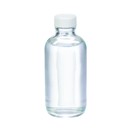 Wheaton W217854 Clear Safety Coated Boston Round Bottle, PTFE Faced Foamed PE White Polypropylene Cap, 8oz, Case of 12