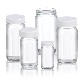 Wheaton W217002 AC Round Bottle, clear, 125 mL, PTFE Faced Foamed Polyethylene, Case of 24