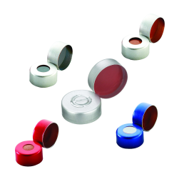 Wheaton 224231-06 Lined Aluminum Seal, PTFE / Silicone / PTFE, Open Top, Red, 11 mm, Case of 1,000