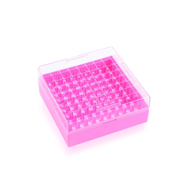 Wheaton W651703-P KEEPIT Freezer Boxes, Low Profile KeepIT-81 For External Thread Vials, Pink, Case of 10