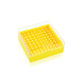 Wheaton W651703-Y KEEPIT Freezer Boxes, Low Profile KeepIT-81 For External Thread Vials, Yellow, Case of 10