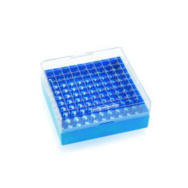 Wheaton W651704-B KEEPIT Freezer Boxes, Low Profile KeepIT-100 For Internal Thread Vials, Blue, Case of 10