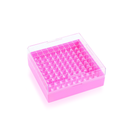Wheaton W651704-P KEEPIT Freezer Boxes, Low Profile KeepIT-100 For Internal Thread Vials, Pink, Case of 10