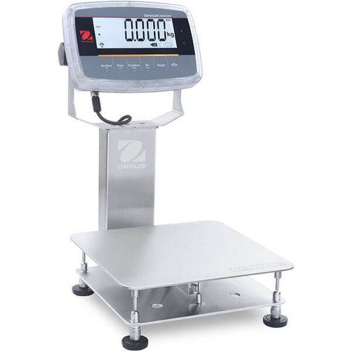 OHAUS 30575570 Defender 6000 Washdown Bench Scale i-D61PW12K1R6, 25 lb x 0.002 lb, 11.8 x 11.8 in Platform, with Column