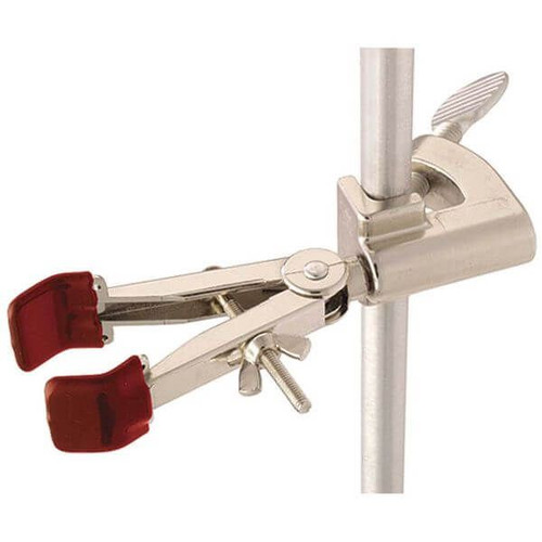 OHAUS 30392218 Fixed Position Multi-Purpose Clamp CLM-FIXED2SZM, 2-Prong Single Adjust, Nickel-Plated, Medium, 0-77 mm