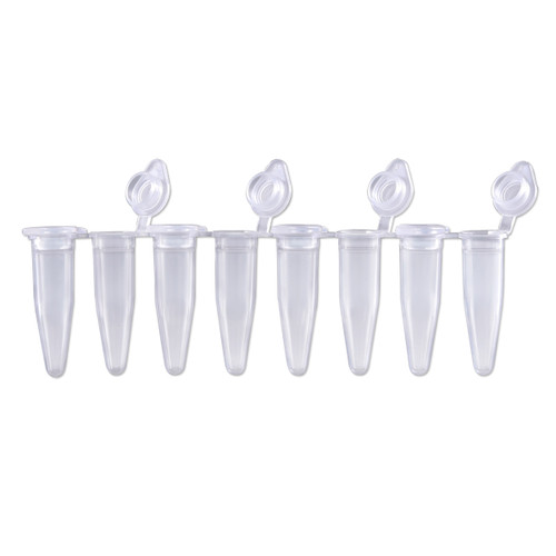 MTC Bio P3010-A 0.2 mL PCR 8-Strip Tubes with Attached Individual Flat Caps