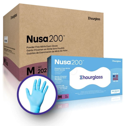 HandPRO Nusa200 201 USA-Made Nitrile Exam Gloves, Size Small, Case of 2,000 (10 Boxes x 200)