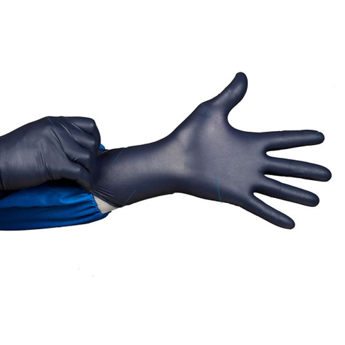 HandPRO Fortis500 502 Extended Cuff Accelerator-Free Nitrile Exam Gloves, Size Medium, Case of 1,000 (10 Boxes x 100)