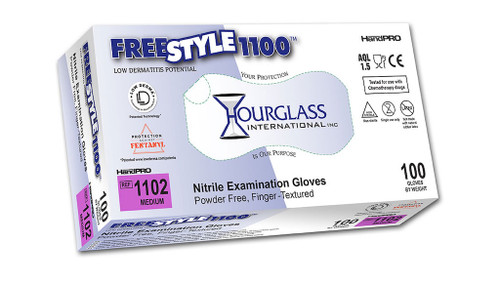 HandPRO FreeStyle 1100 blue accelerator-free nitrile exam gloves, case of 10 boxes, by Hourglass International