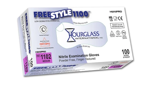 HandPRO FreeStyle 1103 size Large blue accelerator-free nitrile exam gloves, case of 10 boxes, Hourglass International