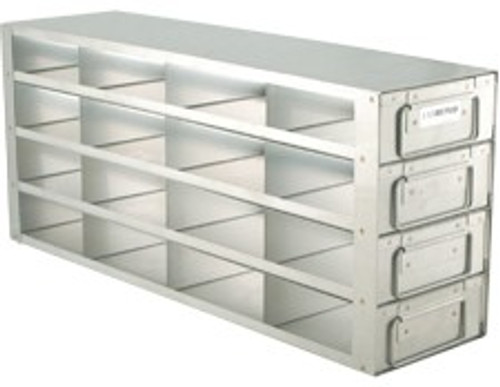 Upright Metal Freezer Rack for 2" Boxes, Drawer Style, 16 Box Capacity, 1 ea