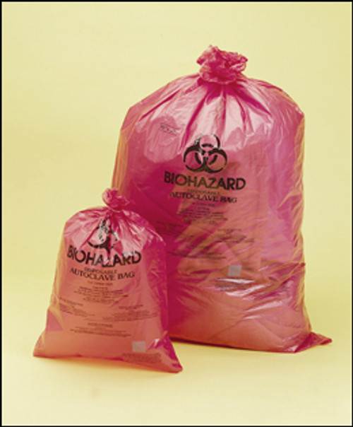 Biohazard Disposal Bags (Orange-Red): .0381mm thick, 97cm x 122cm (38" x 48"), 100/box