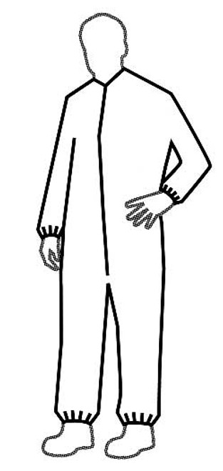 Tyvek Alternative (Microporous) Coverall - Open Wrists and Ankles  - Zipper Front - Single Collar, Size MEDIUM, 25/case