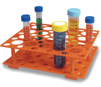 Snap Together Conical Tube Rack for 15mL and 50mL Centrifuge Tubes, Orange, 1 ea