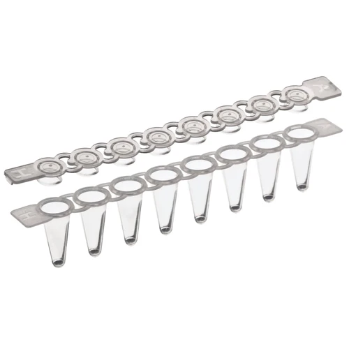SSI Bio A-4007 3145-00 0.1mL low-profile 8-strip PCR tubes optically clear flat caps clear 125 strips per pack
