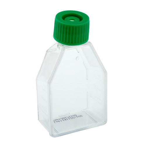 CELLTREAT 12.5cm² Tissue Culture Treated Flask with Vent Cap, Sterile | Canted Neck, 0.22µm Vent Cap | 10/Bag | 200/Case | Cat # 229321