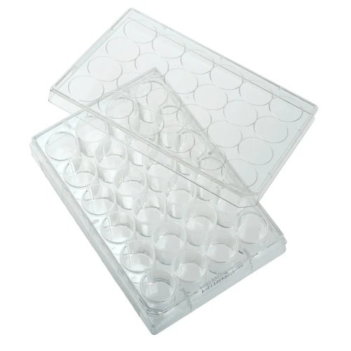CELLTREAT® 229123 | 24-Well Tissue Culture Plate with Lid, Flat Bottom, TC-Treated, Sterile, Individually Packaged — 50/Case