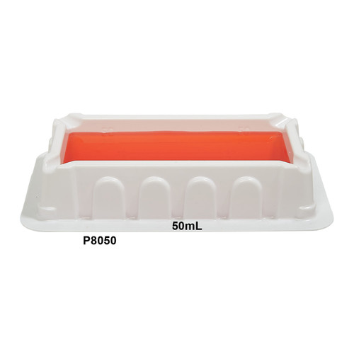 LIGHT LABS 50mL Sterile Reagent Reservoir, 5/Sterile Bag, with Protective Lid | Micro-trough™ U-Bottom, 4-Corner Pour Spouts | 200/cs | Cat # P8050-5S