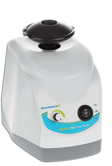 Benchmark Scientific BenchMixer™ V2 Vortex Mixer | Reversible Cup/Flat-Dimpled Head | Variable Speed 200–3200 RPM | Q-Drive™ Dynamic Balancing | Touch & Continuous Modes | Cold Room Compatible | Cat # BV1003
