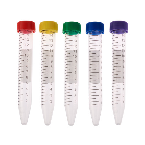 15mL Centrifuge Tube, Assorted Color Cap - Bag, Sterile, 500/CS