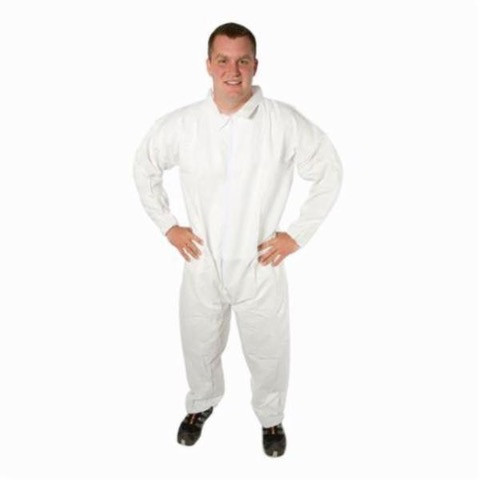 Disposable Coverall, 2XL, White, Polypropylene, 25/case