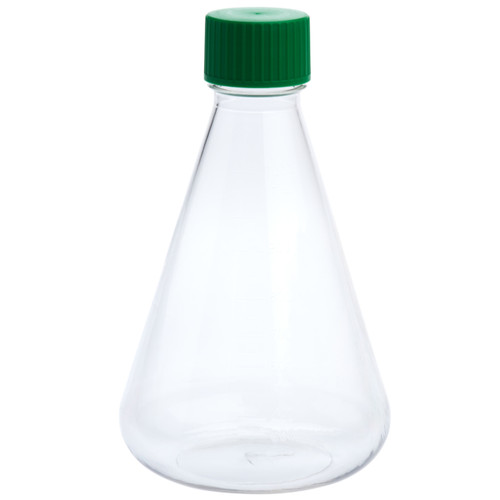 1000mL Erlenmeyer Flask, Solid Cap, Plain Bottom, PETG, Sterile, 6/CS