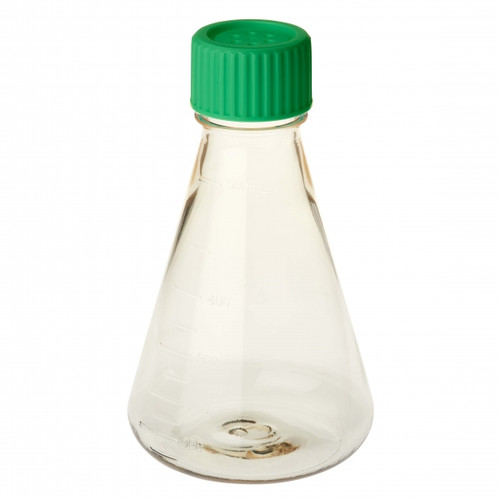 500mL Erlenmeyer Flask, Vent Cap, Plain Bottom, PC, Sterile, 12/CS