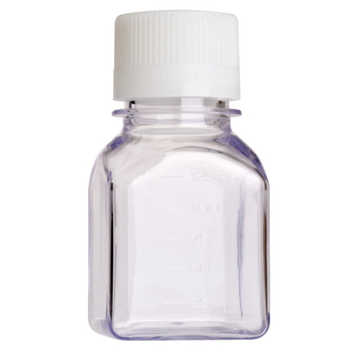 125mL Square Media Bottle (PETG), Sterile, 24/CS
