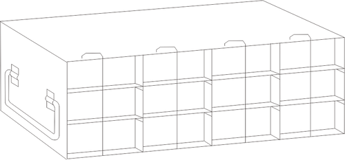 Rack For 50-Cell Hinged Top Plastic Boxes, 4x3 configuration