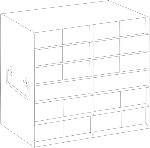 Rack For 50-Cell 0.5 mL Storage Boxes, 2x6x2 configuration Rack For 50-Cell 0.5 mL Storage Boxes, 2x6x2 configuration