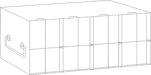Stainless steel upright freezer rack for 96- and 384-well microplates, 4 compartments deep by 2 high, 18 15/16 inches tall