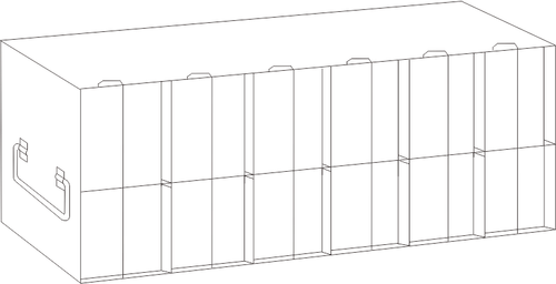 Stainless steel upright freezer rack for 96- and 384-well microplates, 6 compartments deep by 2 high, 11 inches tall