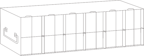 Stainless steel upright freezer rack for 96- and 384-well microplates, 6 compartments deep by 2 high, 18 15/16 inches tall