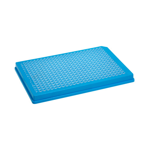 SureFrame™ 384-Well Two-Component PCR Plate, Fully Skirted Polycarbonate Frame, 35 µL Clear PP Wells, A24 Cut-Corner | 50/pk | Cat # P9384-FSC