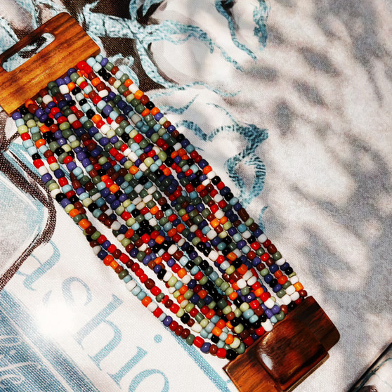 Wooden Clasps Multi strand  Beaded Bracelet