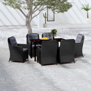 7 Piece Patio Dining Set Black A949-3099562