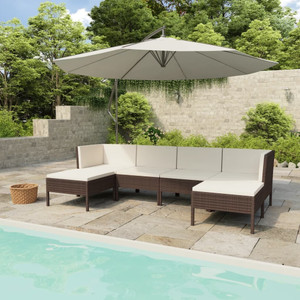 6 Piece Patio Lounge Set with Cushions Poly Rattan Brown A949-3056961