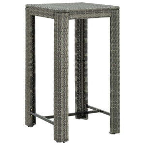 Patio Bar Table Gray 23.8"x23.8"x43.5" Poly Rattan A949-45872